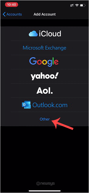 apple other email option