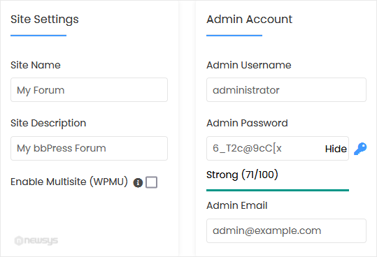 How to Install bbPress Forum via Softaculous in SiteWorx bbpress install screen