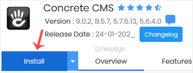How to Install Concrete CMS via Softaculous in cPanel concrete cms install button