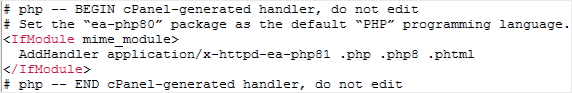 cpanel multiphp version generated