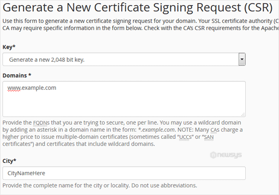 How to Generate a Certificate Signing Request - CSR in cPanel csr filling