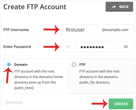How to Create an FTP Account in DirectAdmin da createftp acform