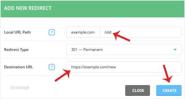 da siteredirection creating