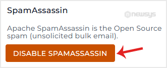 da spamassasin disable