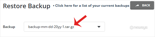 How to Restore a Backup you Generated Earlier in DirectAdmin directadmin dropdown restorechose