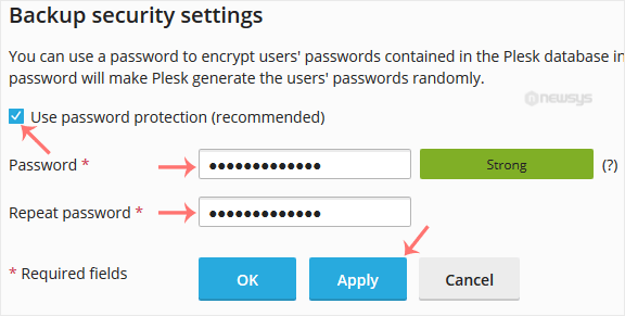 How to Encrypt Database Password in Plesk Backup enable password protection in plesk backup