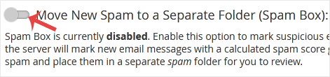 enable spambox cpanel