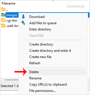 filezilla client delete directory