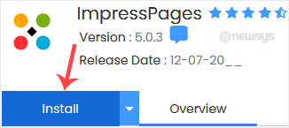 How to Install ImpressPages via Softaculous in cPanel impresspages install button