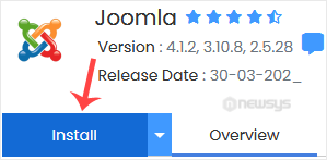 How to Install Joomla via Softaculous in SiteWorx joomla install button