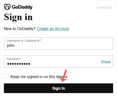 login godaddy