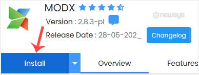 How to Install MODX via Softaculous in cPanel modx install button