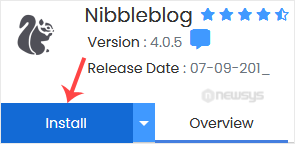 nibbleblog install button