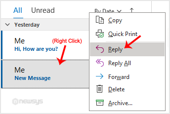 outlook reply email