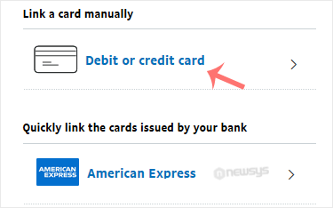 paypal link card debit or credit card option