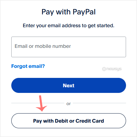 paypal pay via debit or credit card