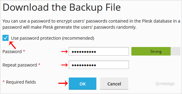 How to Generate a Full Backup in Plesk plesk account backup password protection