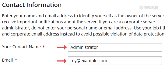 plesk contact info installation