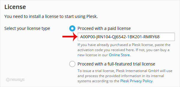 plesk install licensekey