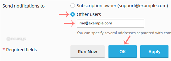 plesk scheduletalk email update