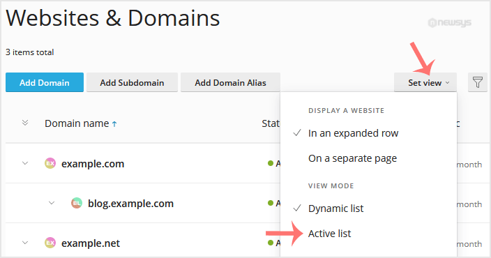 How to Change View Mode in Plesk plesk view mode in dynamic list