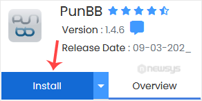 How to Install PunBB Forum via Softaculous in SiteWorx punbb install button