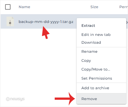 remove backup file