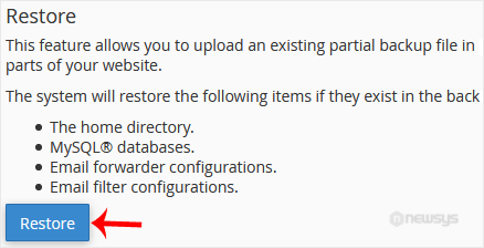 How to Restore Partial Backups in cPanel restore option