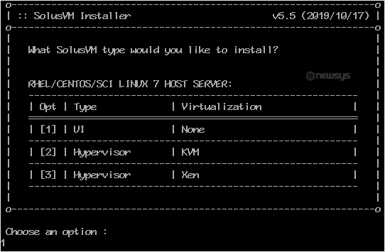 solusvm master installation chose virtualization