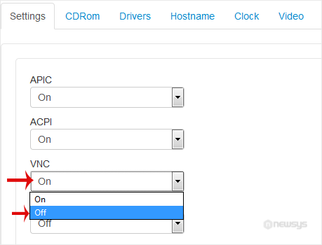 How to Turn APIC, ACPI, VNC, or PAE On or Off in SolusVM solusvm vnc on off