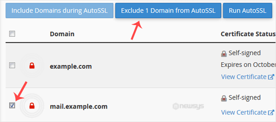 ssl tls status exclude autossl