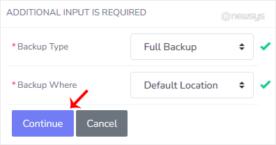 How to Generate a Full Backup in SiteWorx backup generated