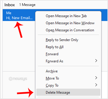 thunderbird delete email