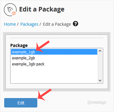 How to Edit a Hosting Package in WHM whm reseller edit select package