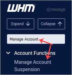 whm reseller manage account suspension menu