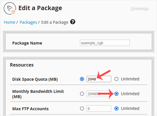 How to Edit a Hosting Package in WHM whm reseller modify save package