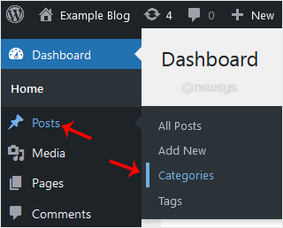 wp dashboard category option