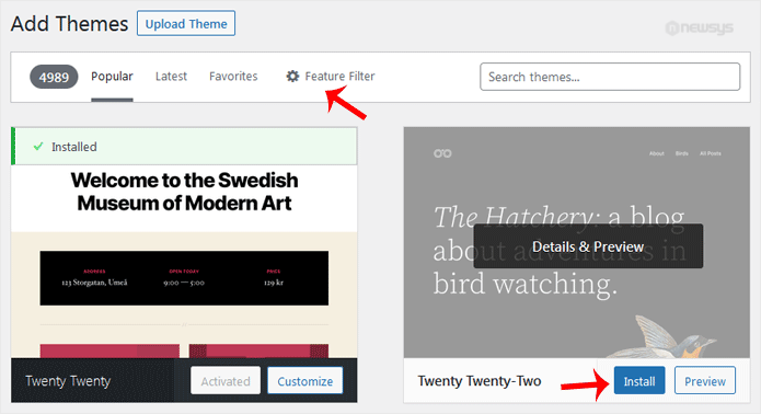 How to Install a New WordPress Theme wp theme browse add themes